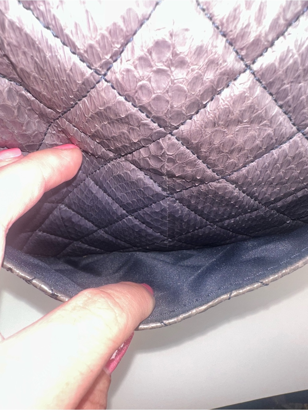 Authentic Python Chanel Metallic Large Shoulder Bag - Picture 15 of 16